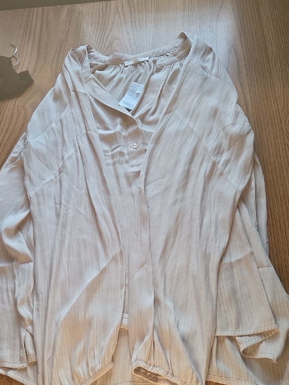 Maurices Cream Lightweight Pleated Long Sleeve Tunic